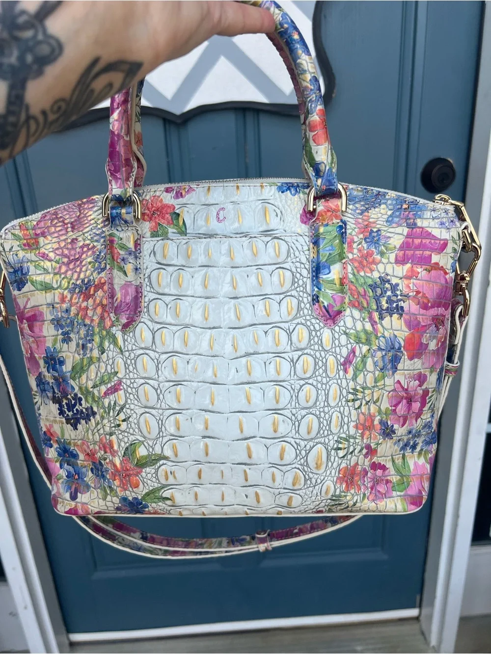 BRAHMIN Melbourne (Medium) Duxbury Satchel Bag HOMEGROWN OMBRE Floral